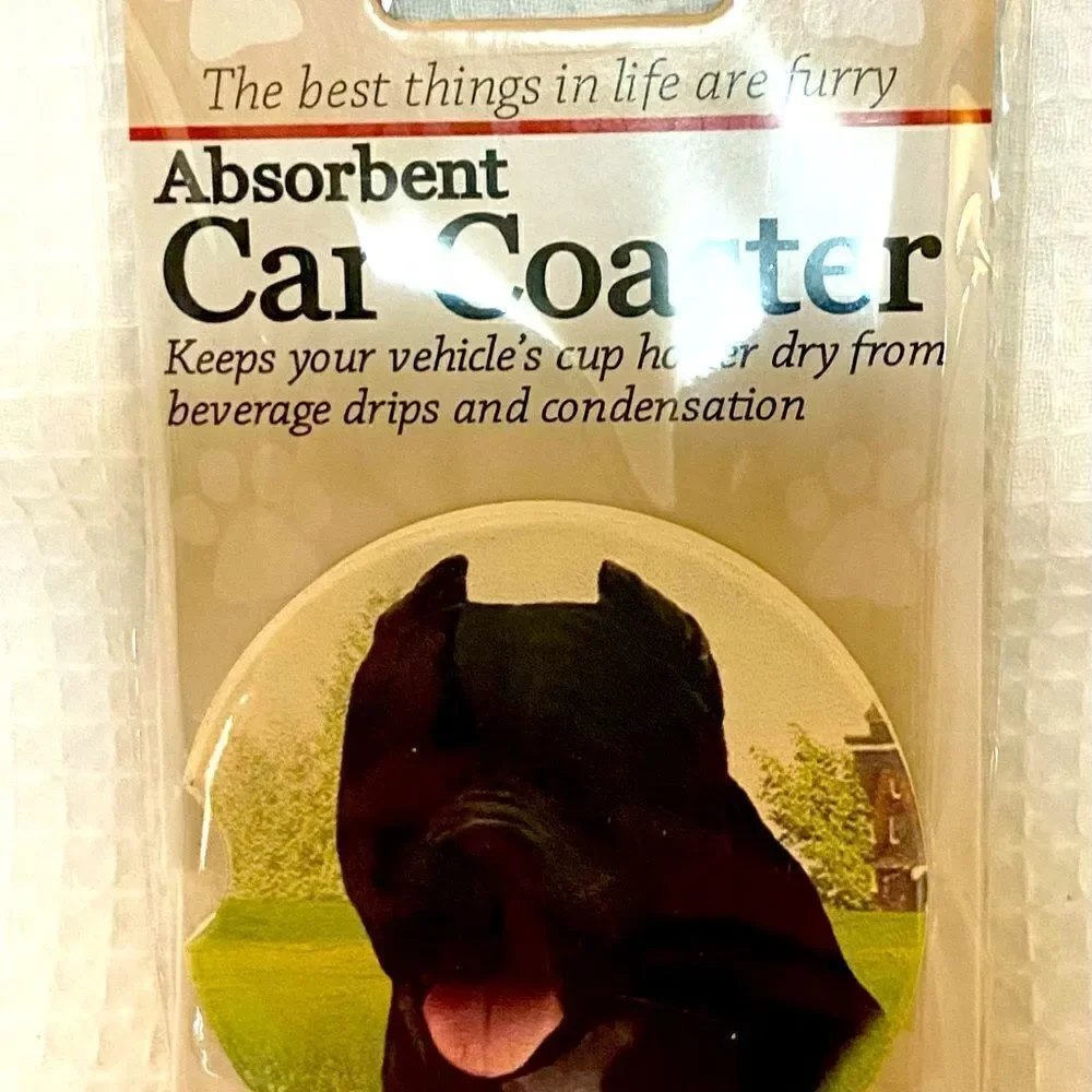 BLACK PIT BULL Absorbent Stone CAR Coaster by E&S Pets. 
BNWT - Picture 2 of 4